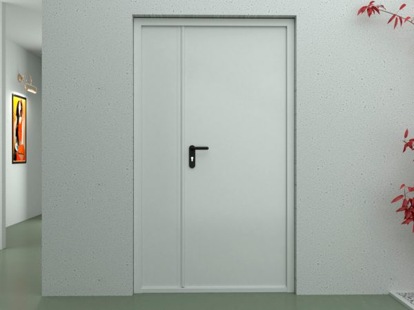 Дверь DoorHan противопожарная двухстворчатая гладкая 7035 с угловой рамой — изображение 2